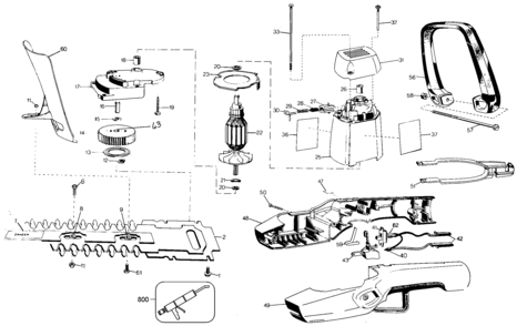 Default Diagram and Parts List for B8134 Type 2 Black and Decker Trimmer